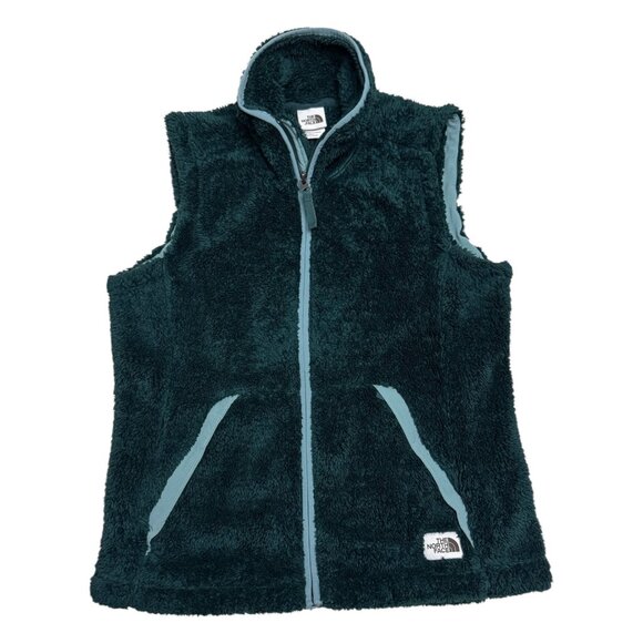 THE NORTH FACE Faux Fur Fleece Outdoor Winter Green Vest Womens Medium - Picture 1 of 5